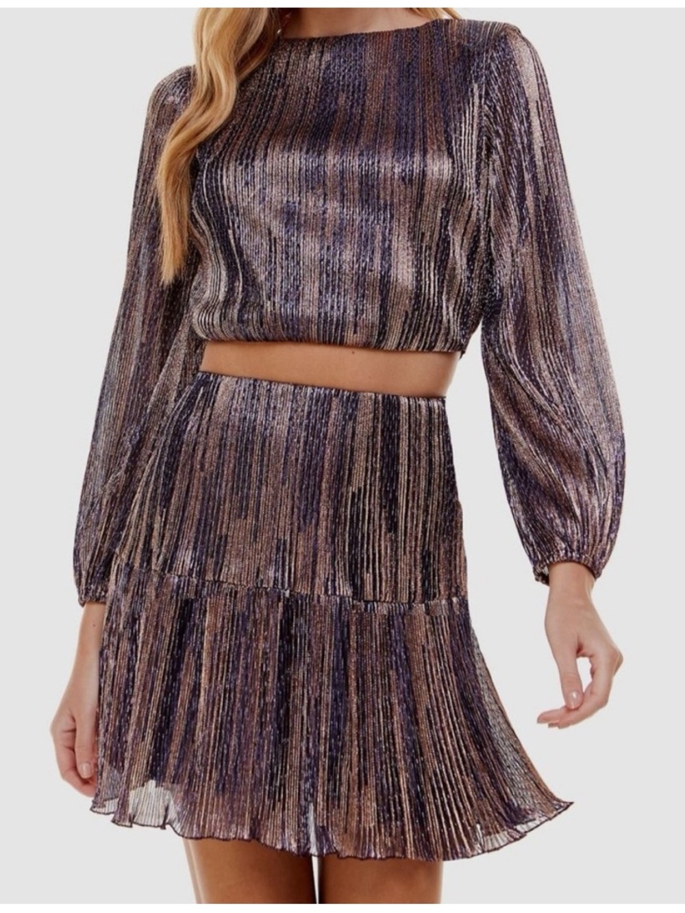 NWT City Studio Purple metallic skirt set